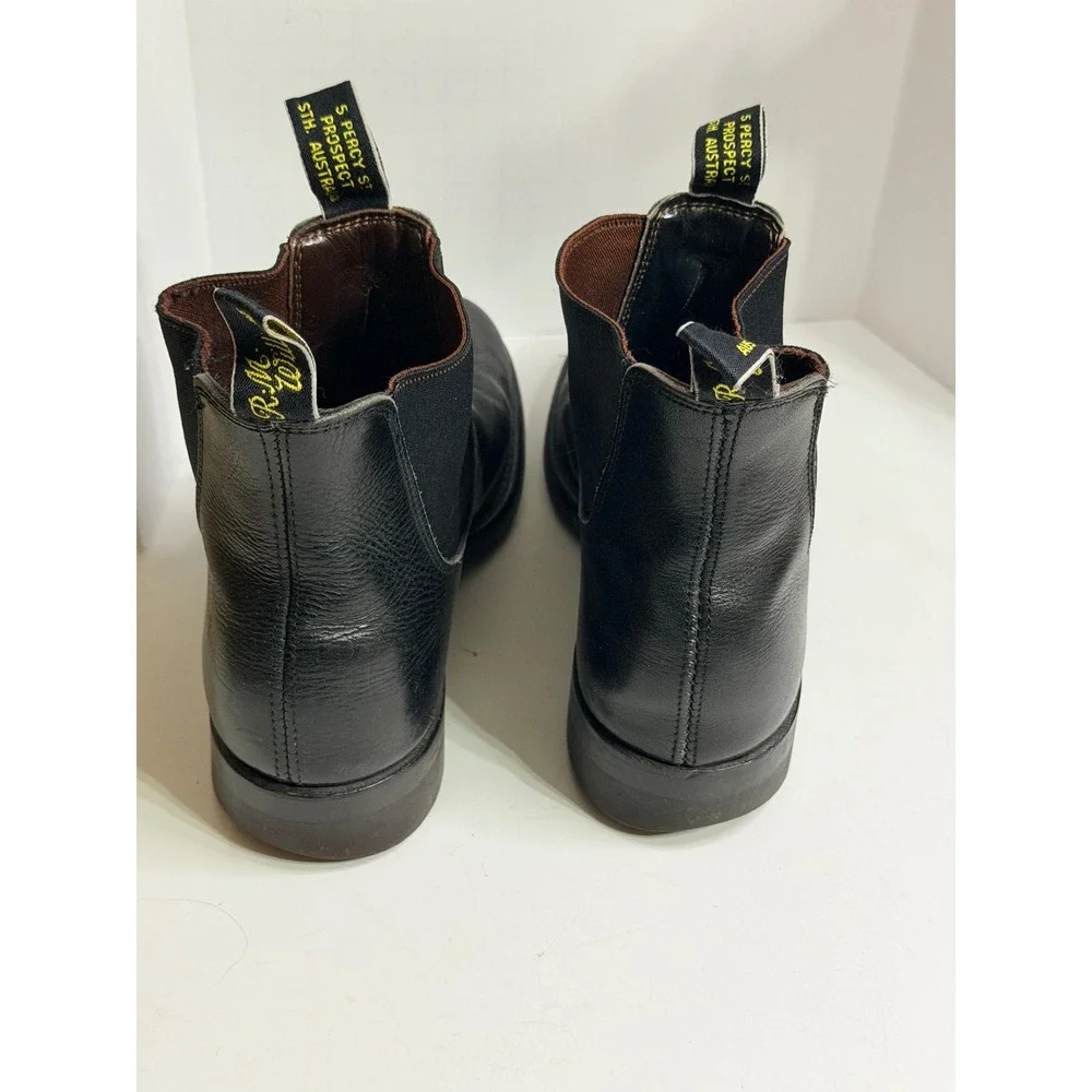 RM Williams Black Leather Chelsea Boots Mens 7.5 G WF Made in Australia